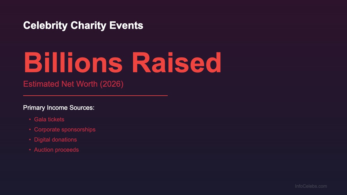 Celebrity charity events net worth summary