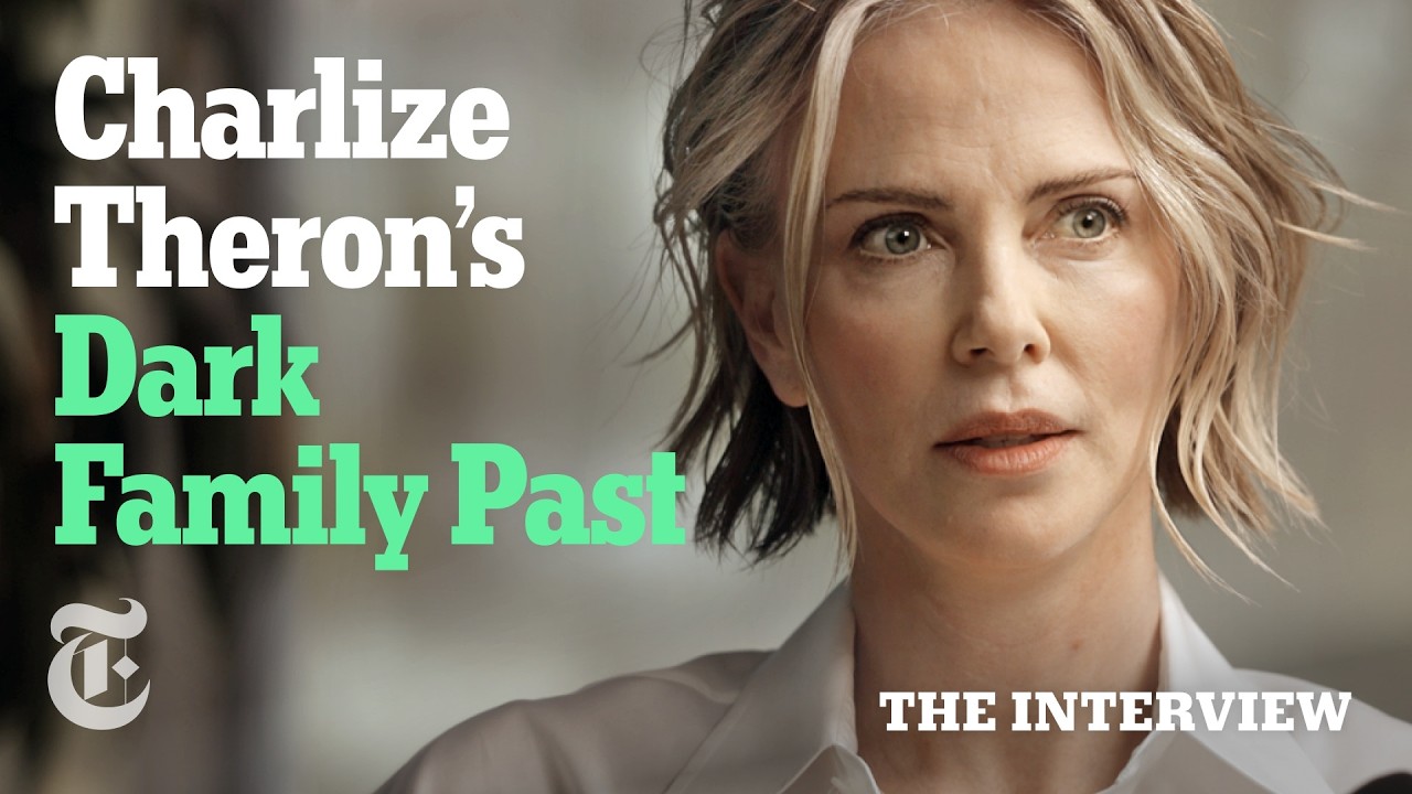 Charlize Theron discussing her remarkable life story and rise to fame