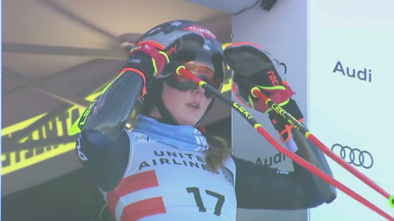 Mikaela Shiffrin skiing champion on the slopes