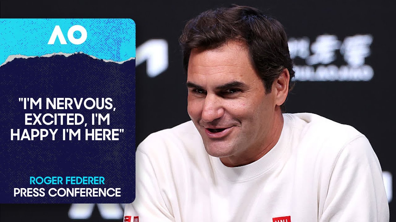 Roger Federer at Wimbledon in professional tennis attire as part of recent interview