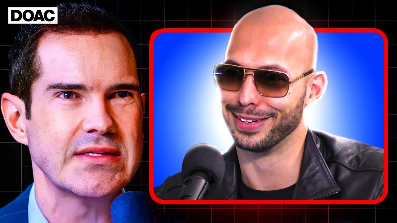 Jimmy Carr discussing men's mental health and Andrew Tate