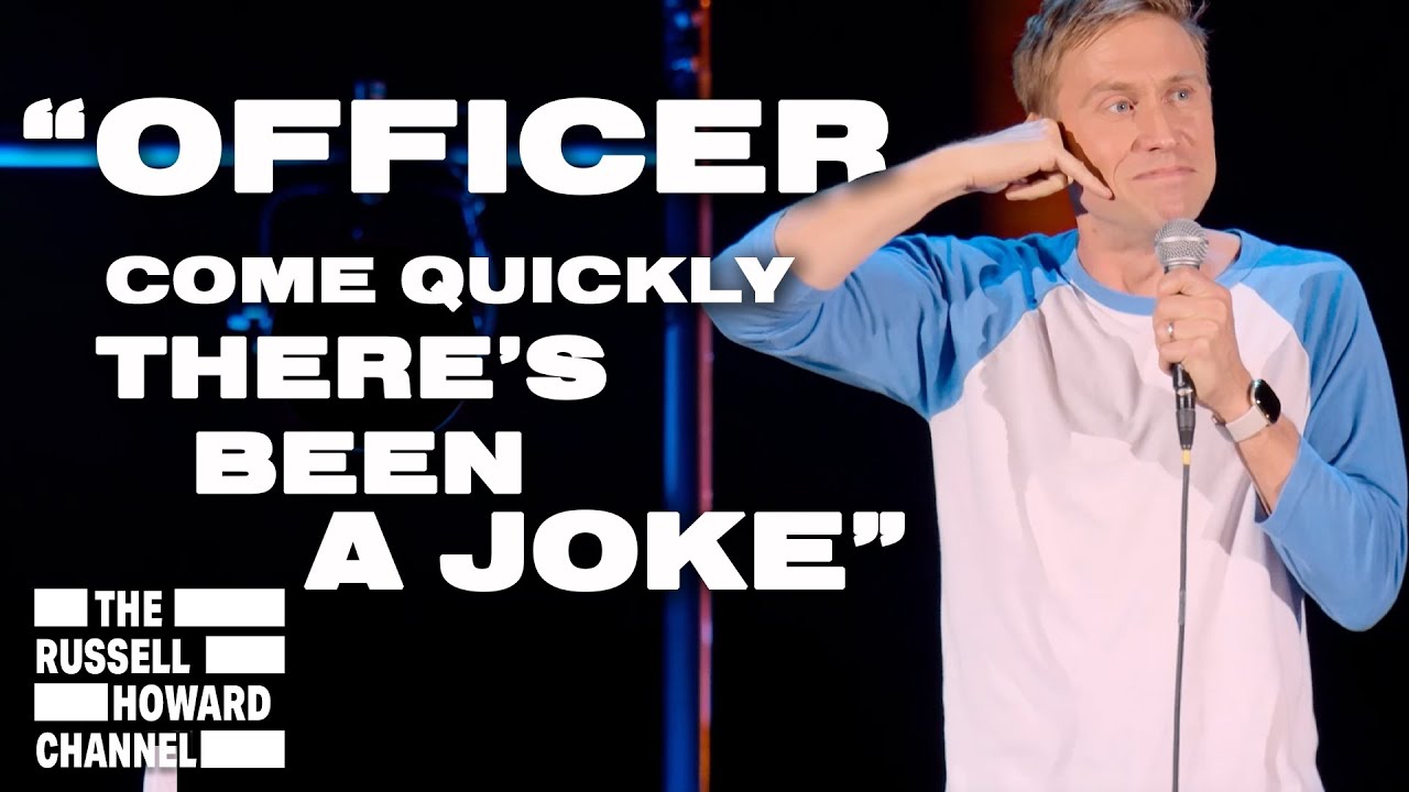 Russell Howard comedian performing stand-up on The Russell Howard Hour
