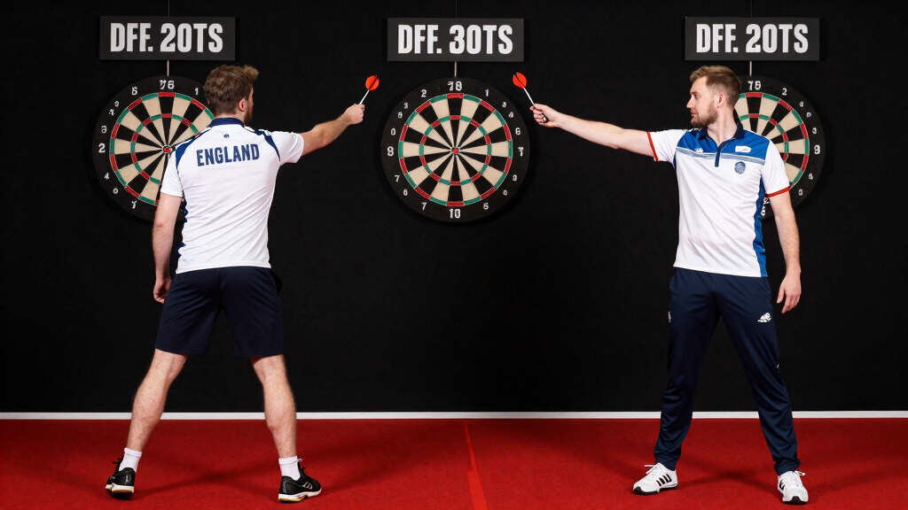 Two darts players practicing together at a dartboard