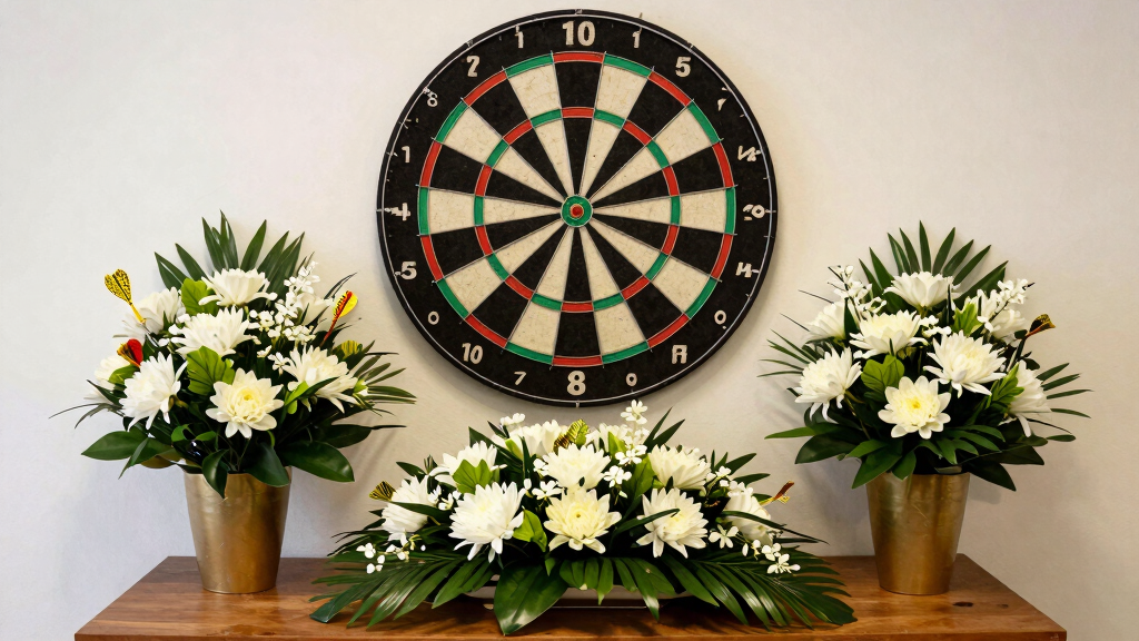 Darts tribute flowers and memorial to champion player sporting legacy