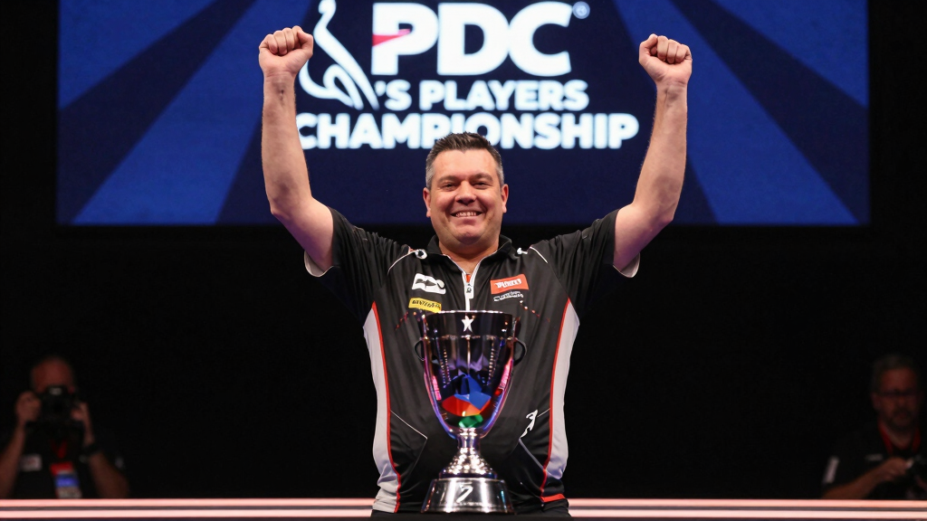 Callan Rydz celebrating PDC Players Championship title win