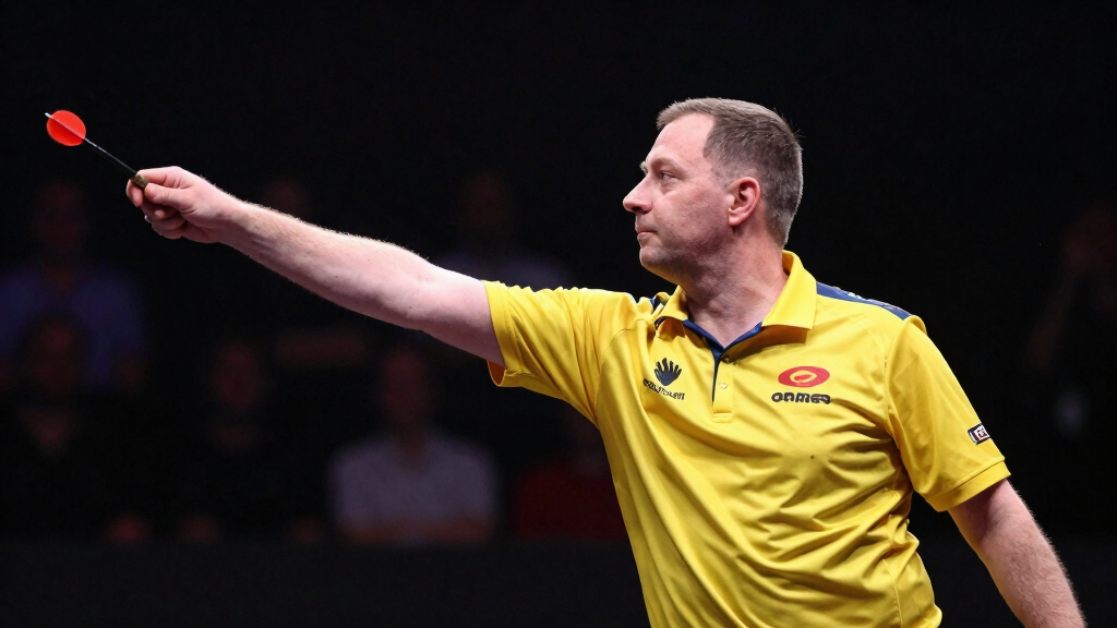 Dave Chisnall Chizzy throwing darts at PDC European Tour event
