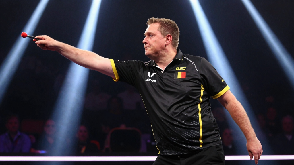 Dimitri Van den Bergh The DreamMaker performing on PDC darts stage