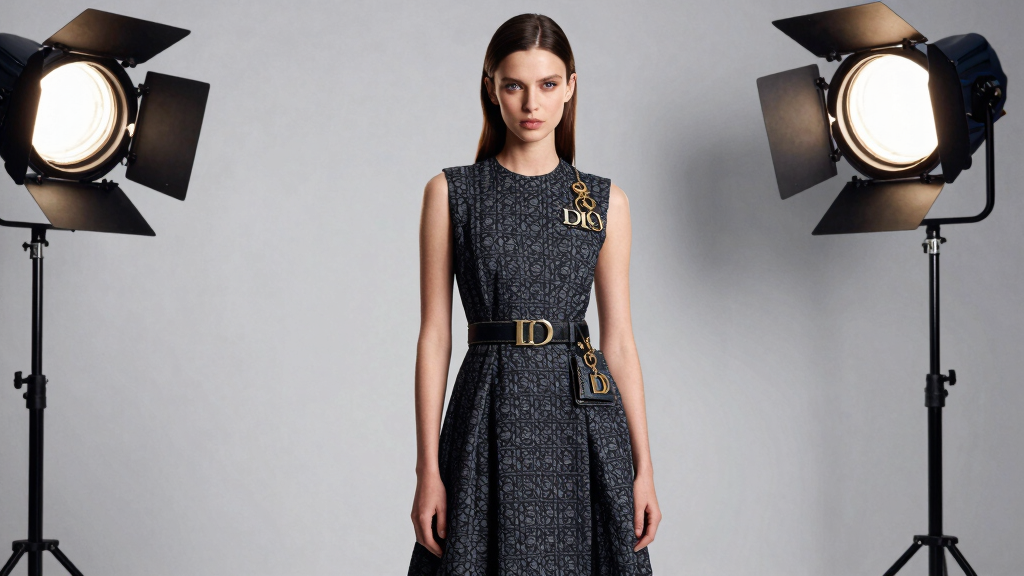 Luxury fashion brand ambassador photoshoot elegant model Dior aesthetic
