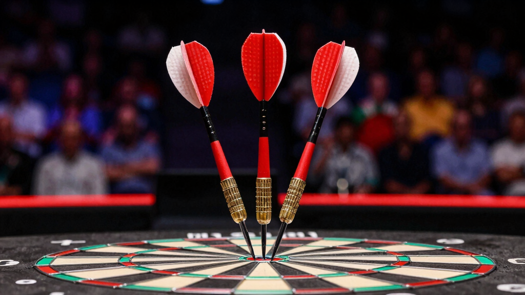 Three darts in a dartboard bullseye