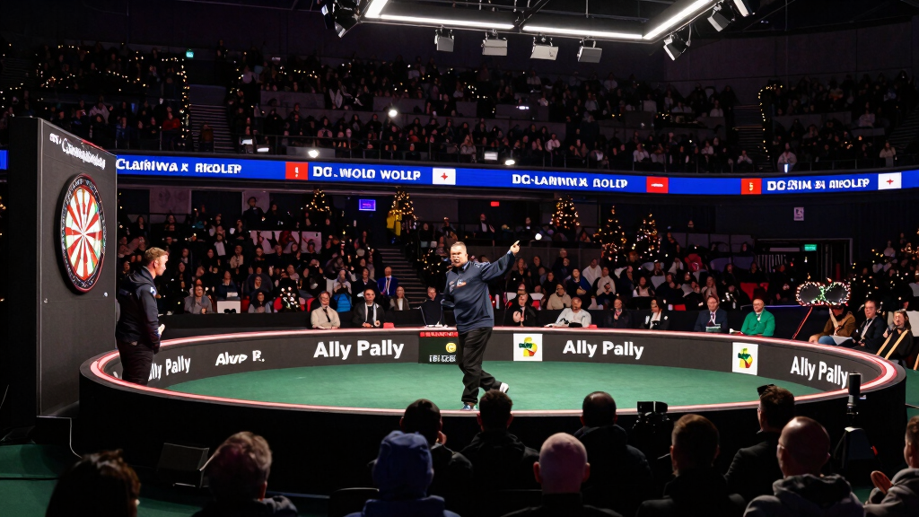 Ally Pally darts arena with packed crowd