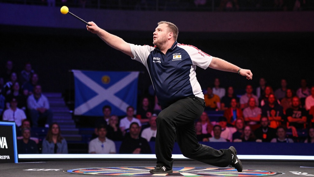 Gary Anderson The Flying Scotsman darts player on PDC stage