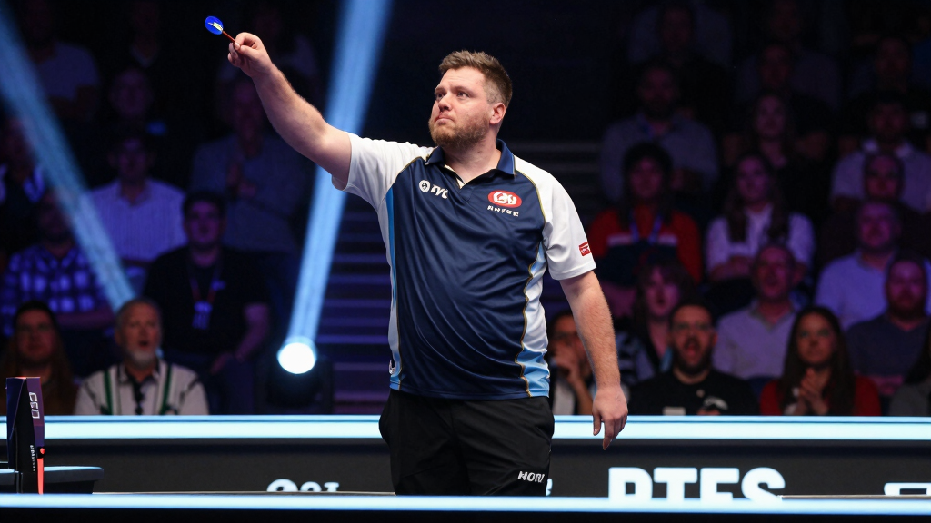 Gary Anderson The Flying Scotsman Scottish darts player on championship stage