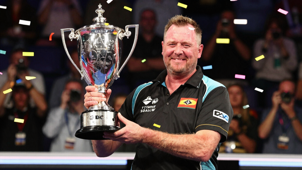 Gary Anderson celebrating his PDC World Darts Championship victory