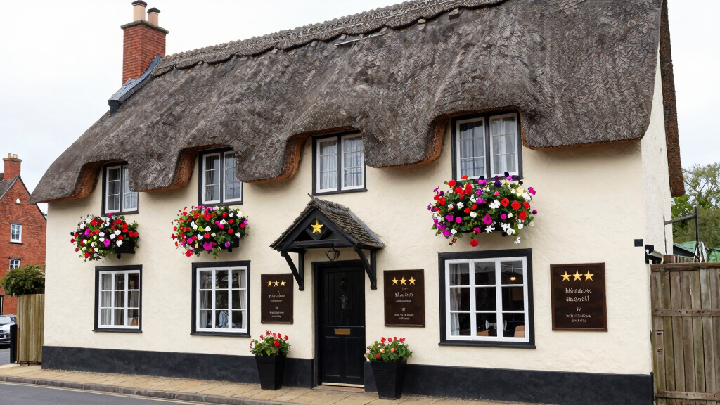 Classic English country pub with Michelin star plaques beautiful Berkshire village setting