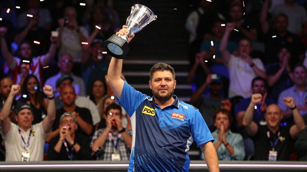 James Wade celebrating PDC title victory