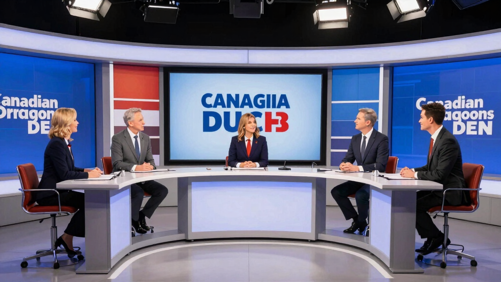 Dragons Den Canada television studio investment panel setting