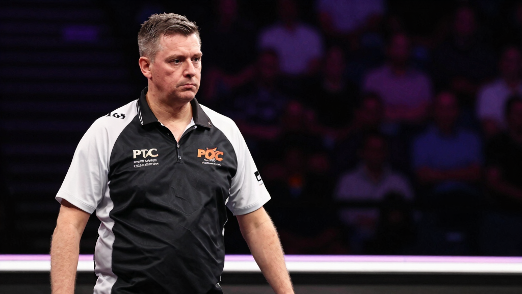Professional darts player PDC major tournament oche focus