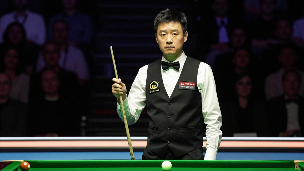 Marco Fu Hong Kong professional snooker player portrait holding cue