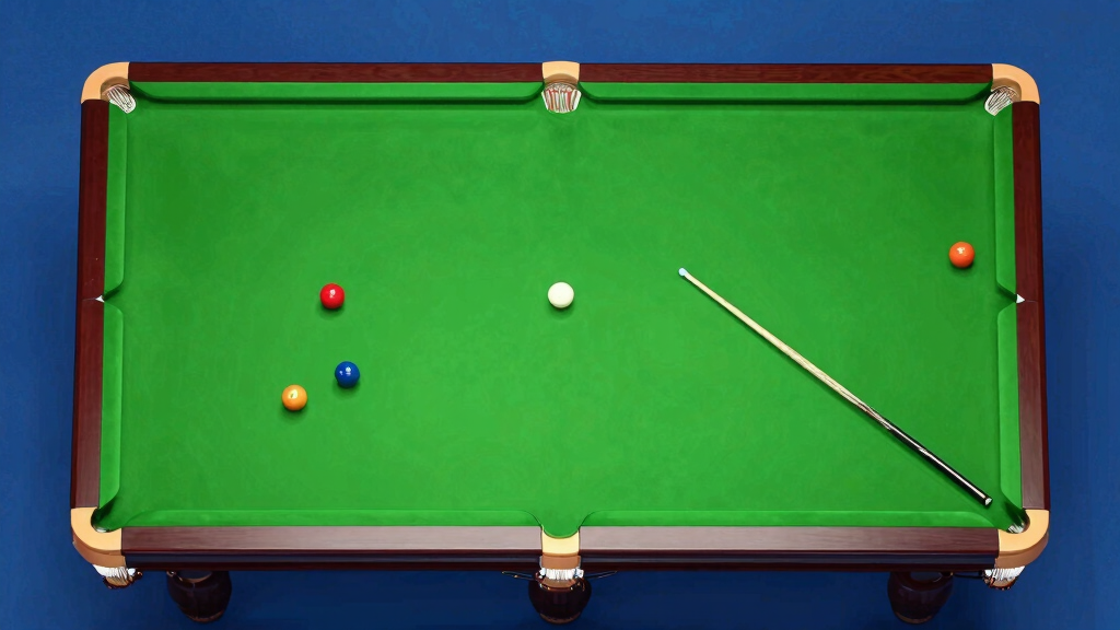 Snooker table top view with precision ball positioning