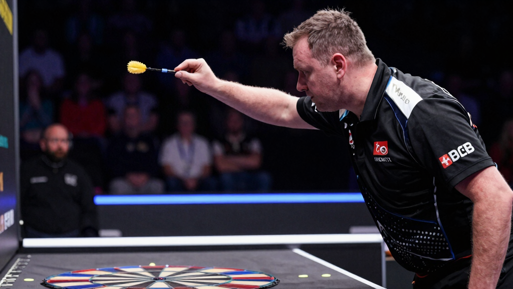 Professional darts player at PDC Premier League oche