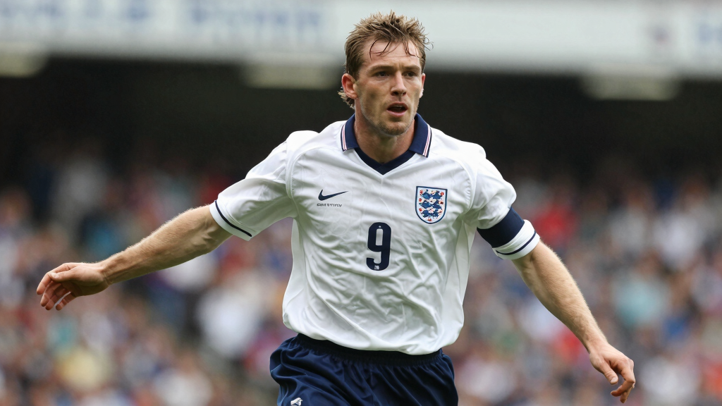 Robbie Fowler in England international kit, professional action shot