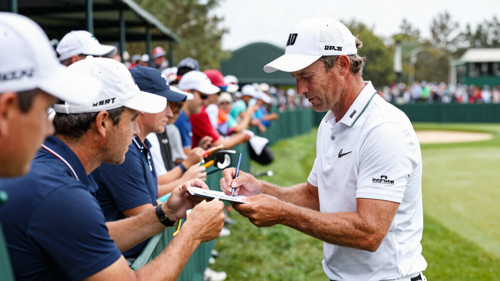 Rory McIlroy interacting with fans at golf tournament