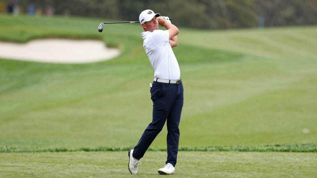Tommy Fleetwood professional golfer in action on the fairway