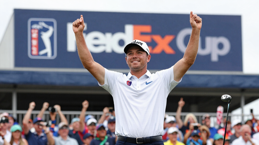 Tommy Fleetwood celebrating PGA Tour win