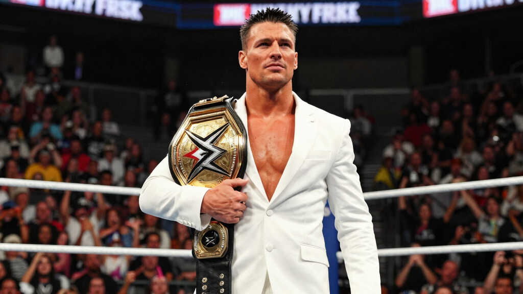 WWE champion wrestler holding championship belt at event