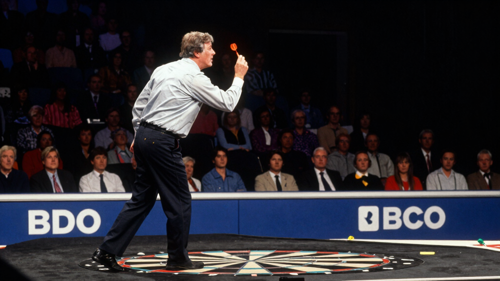 Eric Bristow competing at the BDO World Darts Championship in the 1980s