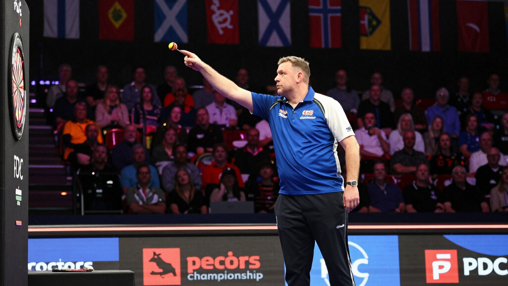 Gary Anderson throwing a dart at PDC World Championship