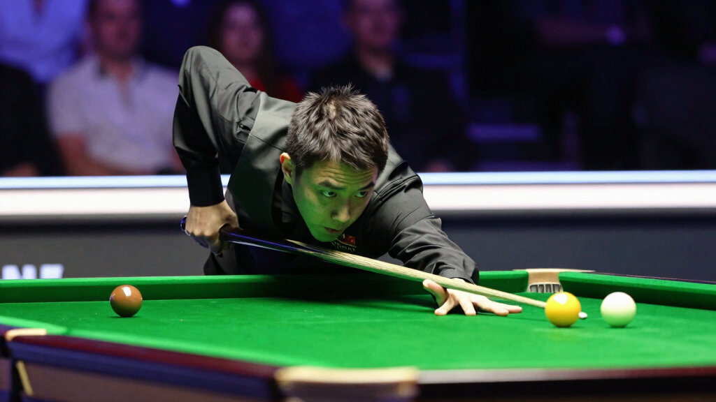 Gary Wilson in action during a professional snooker match