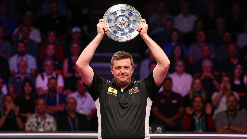 James Wade lifting a PDC major championship trophy