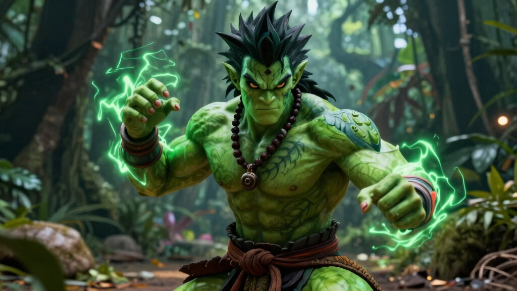 Green-skinned Blanka character from Street Fighter movie