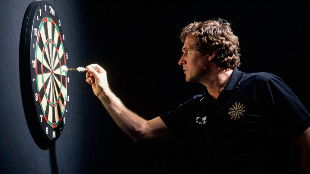 Jocky Wilson in action at the dartboard, demonstrating the precision that made him a two-time world champion