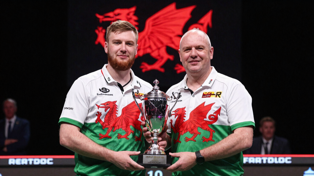 Wales World Cup of Darts winning team celebration