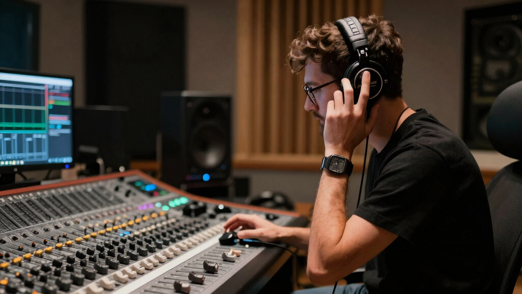 Olly Murs in the recording studio crafting his platinum albums