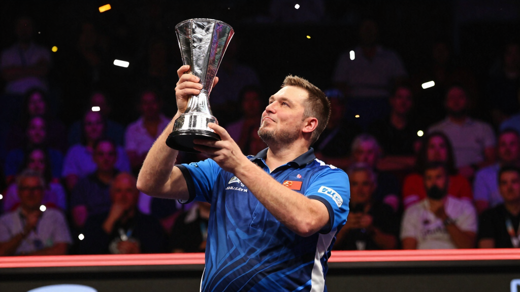 Simon Whitlock celebrating a major European Championship victory