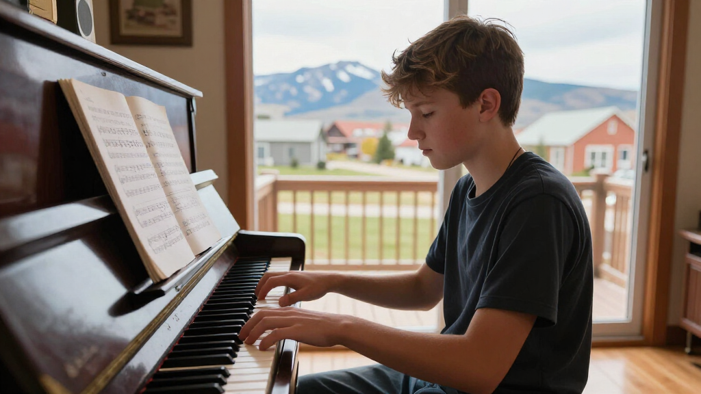 Utah mountains small town american suburb family home piano practice teenager musical journey