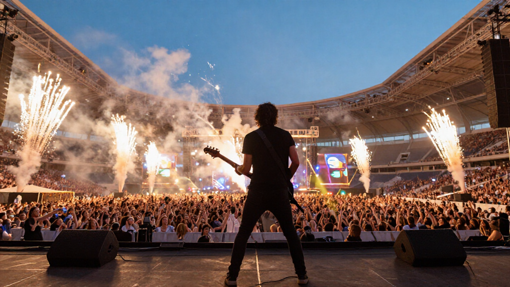 Dave Grohl Foo Fighters outdoor stadium stage concert pyrotechnics 2026