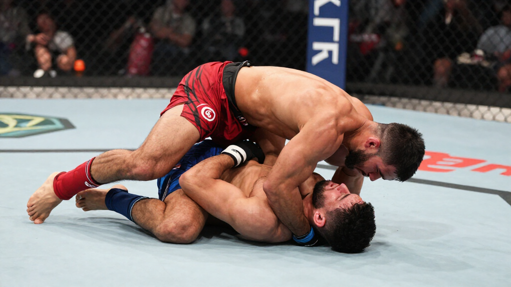 Islam Makhachev demonstrating grappling technique
