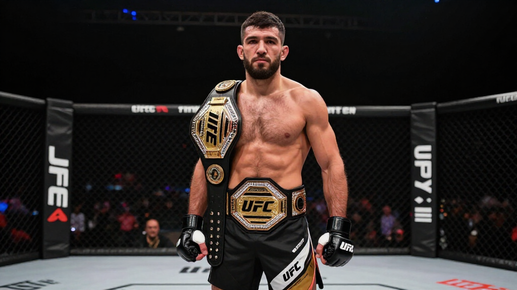 Islam Makhachev UFC Champion in the octagon
