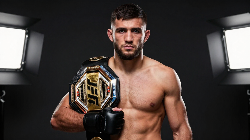 Islam Makhachev UFC lightweight champion portrait