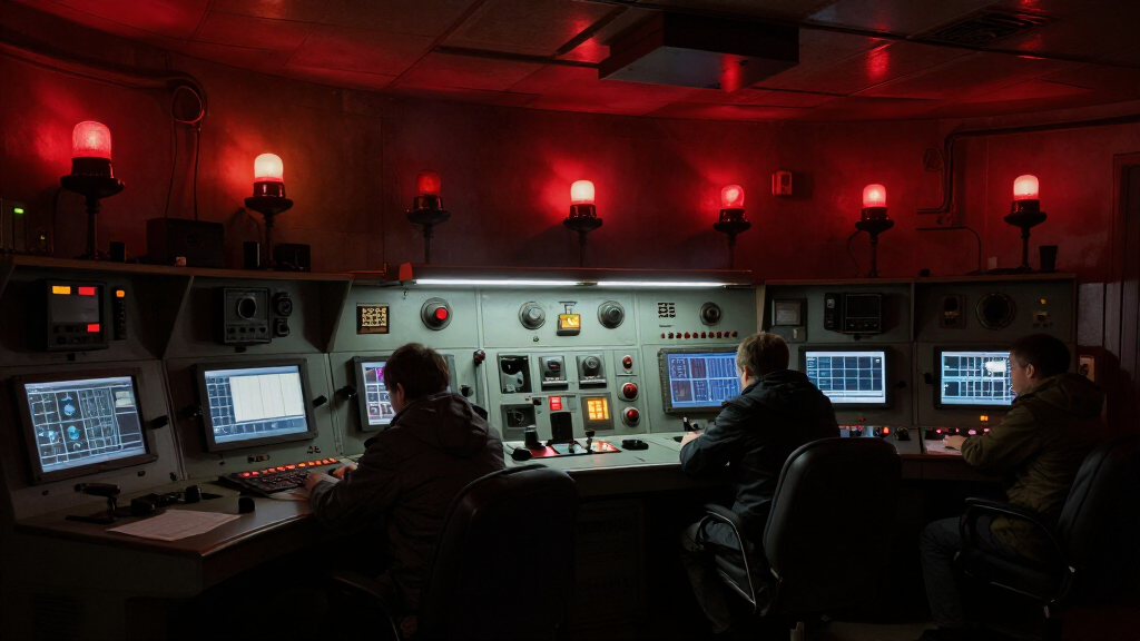 Nuclear power plant control room in Chernobyl disaster setting — inspired by Jared Harris's BAFTA-winning role as Valery Legasov