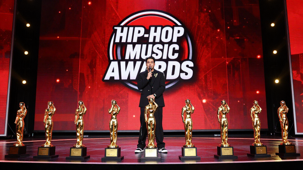 Hip-hop music awards ceremony representing Kendrick Lamar Grammy wins