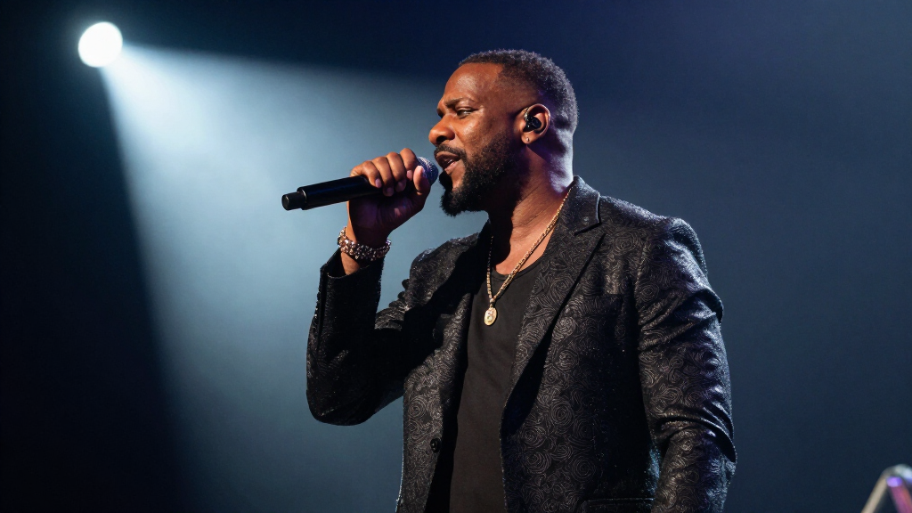 Leon Thomas performing on stage