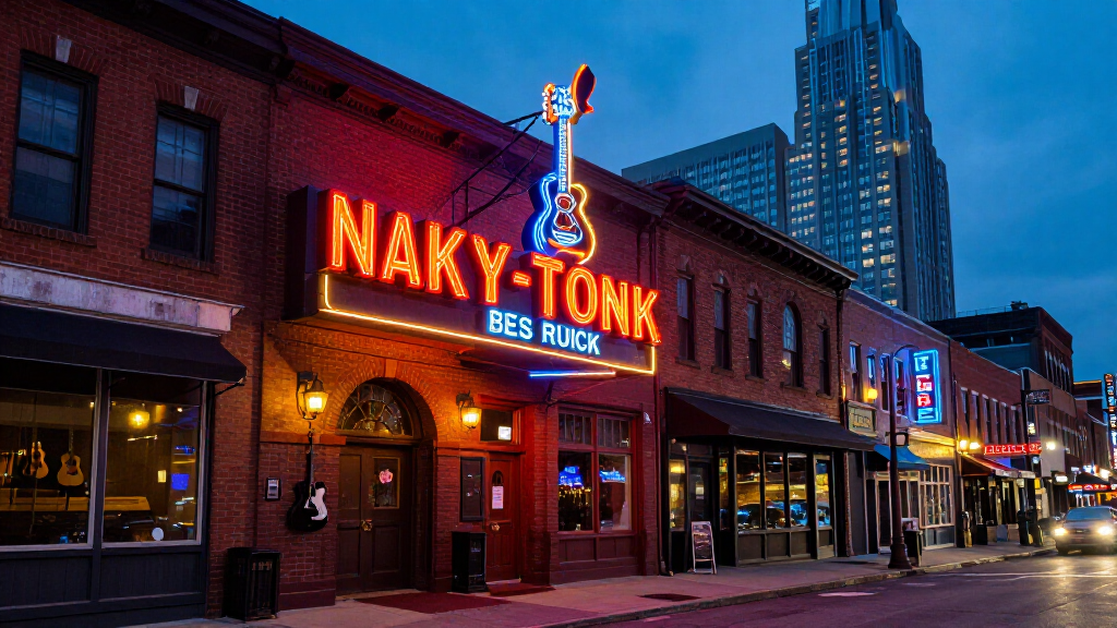 Nashville Tennessee music city country music industry honky-tonk street evening