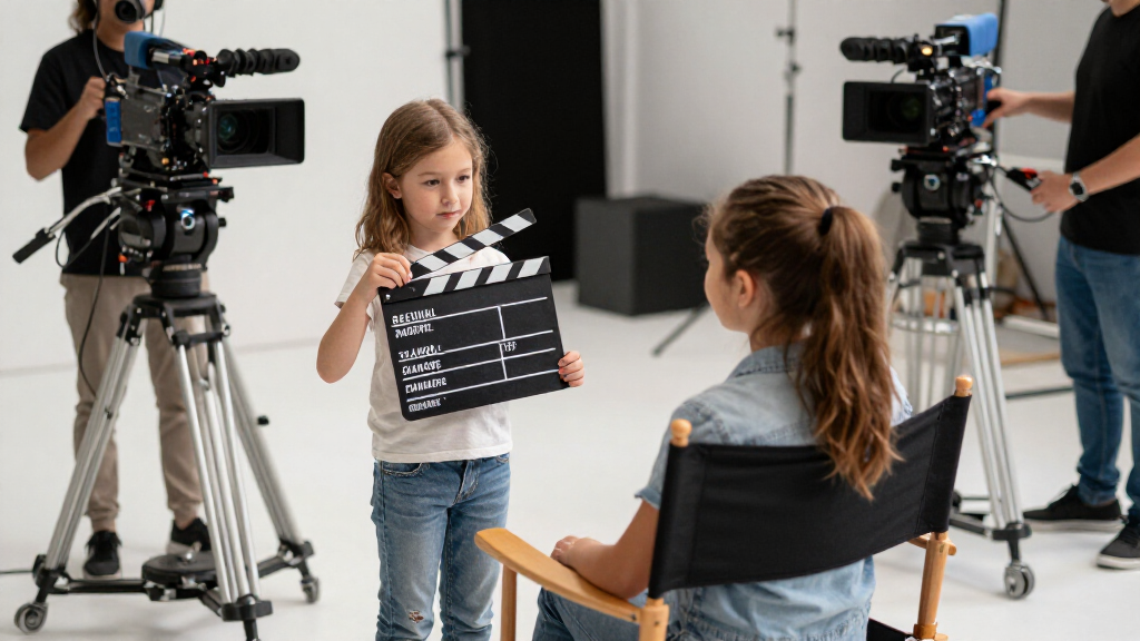 Young actress film set movie production