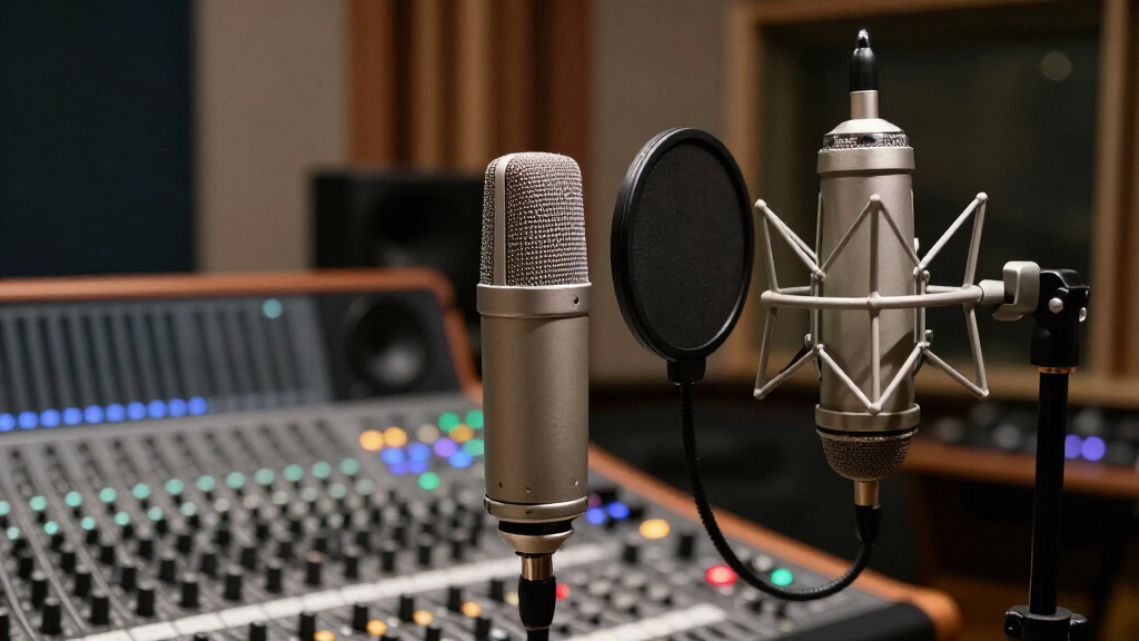 Professional recording studio microphone sound booth singer songwriter recording session