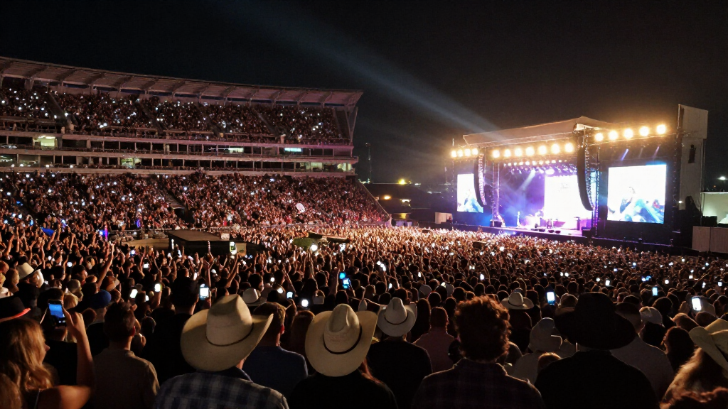 Country music fan stadium concert crowd energy atmosphere night show